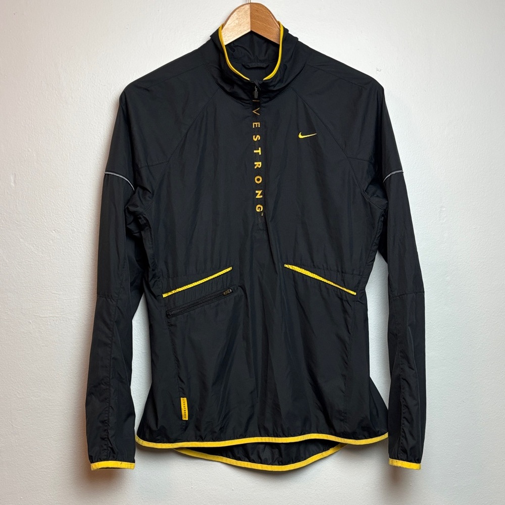 Nike Livestrong Women's‎ 1/2 Zip Windbreaker Jacket Black Yellow Pullover Medium